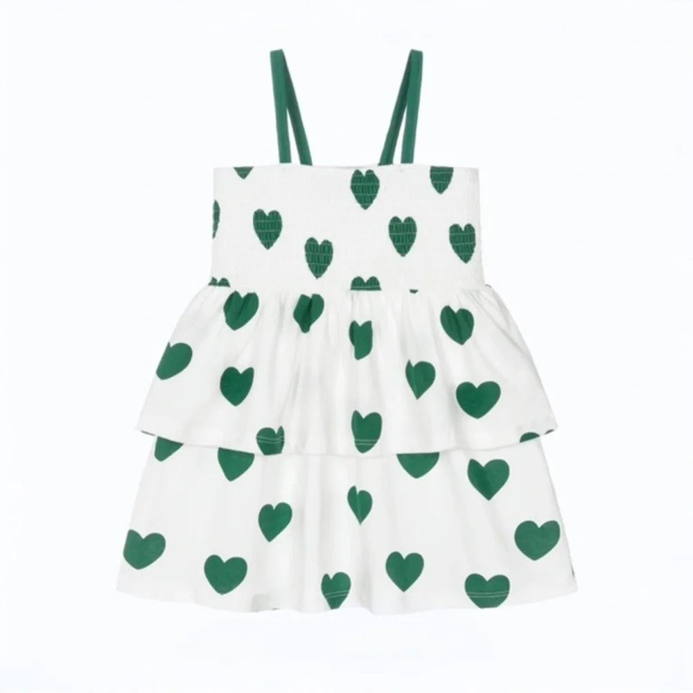 MINI RODINI GIRLS HEART PRINT COTTON DRESS